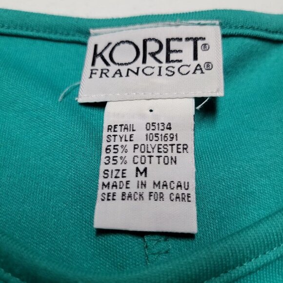 Koret Francisca Shirt Green Embroidered 80s Shoulder Pads Vintage Womens M Tribe - Picture 6 of 9